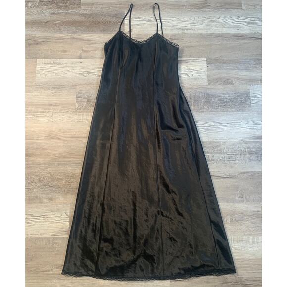 Vintage Other - Vintage 90s Erika Taylor Black Long Maxi Satin Intimate Slip Dress- Medium